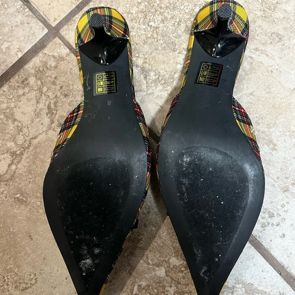 Jeffrey Campbell Yellow Plaid Gratis Mule Heels - Picture 5 of 5